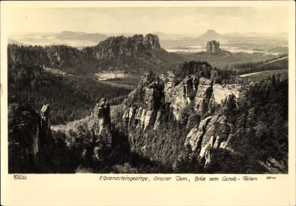 Ak Rathen an der Elbe Sächsische Schweiz, Elbsandsteingebirge, Großer Dom, Carola Felsen
