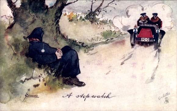 Artist Postcard Thackeray, Lance, Car, A Stopwatch, Policeman, Ways of Motors