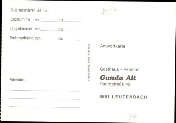 Ak Leutenbach in der Fränkischen Schweiz, Gasthaus Pension Alt, Sparkasse