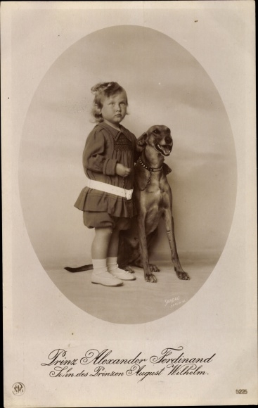 Ak Prins Alexander Ferdinand van Pruisen, hond, NPG 5225