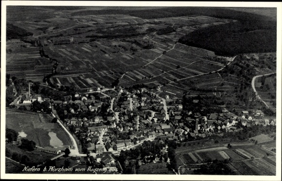 Postcard Niefern Öschelbronn in Baden, aerial photograph