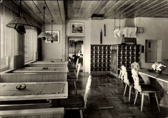 Postcard Waffenrod Hinterrod Eisfeld Thuringia, Park Cafe, interior view