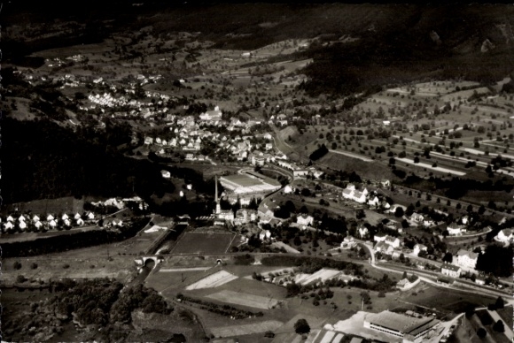 Postcard Brennet weir in Baden, aerial photograph