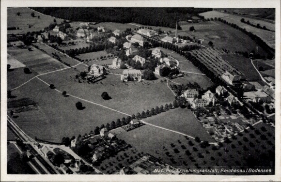 Postcard Insel Reichenau am Bodensee, Nat. Pol. Bildungsanstalt, Napola, aerial photograph