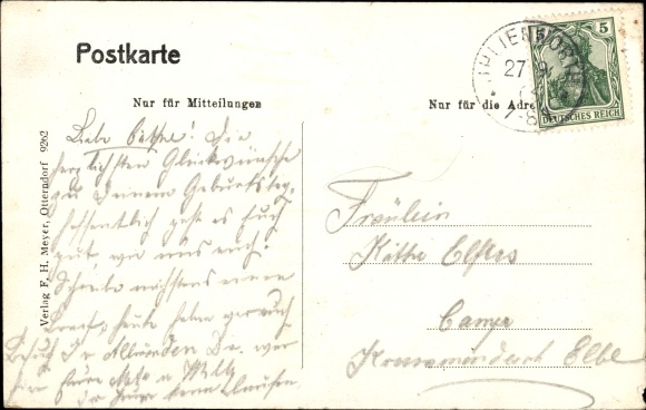 Postcard Ihlienworth in the district of Cuxhaven, river section and the pastorates, Medem