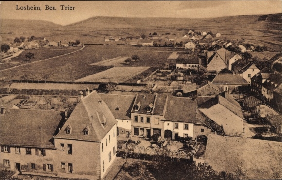 Ak Losheim am See Saarland, Blick auf Ortschaft und Umgebung