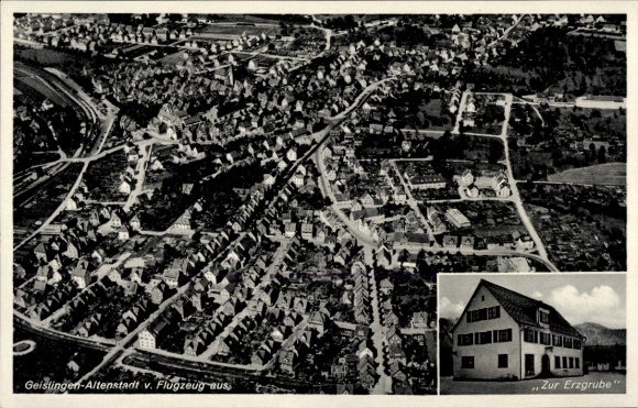 Postcard Altenstadt Geislingen an der Steige, aerial photograph, Gasthaus zur Erzgrube