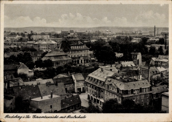 Postcard Radeberg in Saxony, general view, secondary school