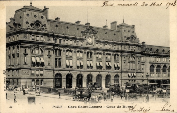 Postcard Paris VIII, Gare Saint Lazare, Court of Rome