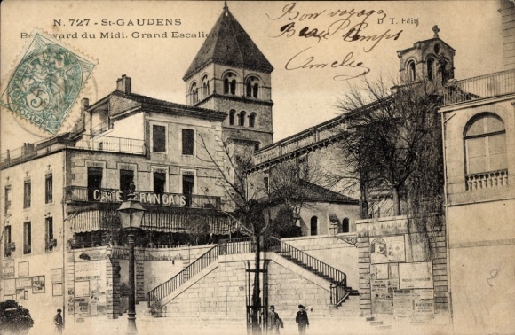 Ak Saint Gaudens Haute Garonne, Boulevard du Midi, große Treppe