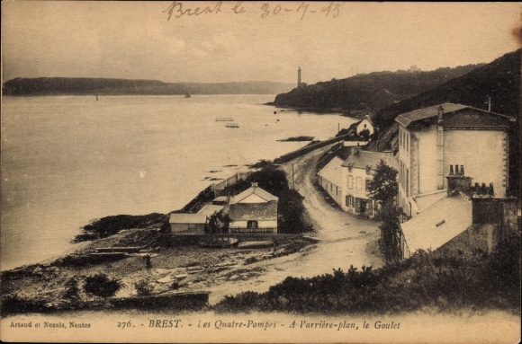 Ak Brest Finistère, Blick auf  Les Quatre-Pompes, der Goulet im Hintergrund