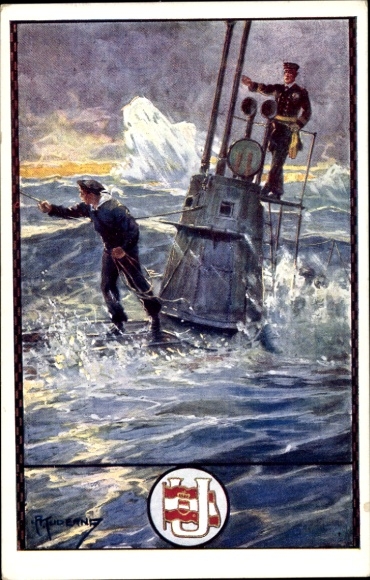 Künstler Ak Tuderna, A., Österreichisches U Boot, Seeleute an Deck, KuK Kriegsmarine