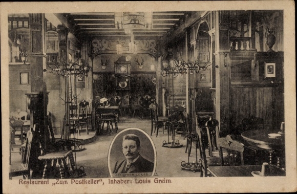 Postcard Mühlhausen in Thuringia, Restaurant Zum Postkeller, The Big Louis