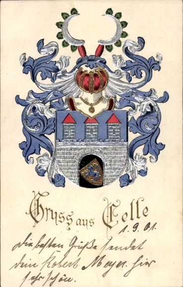 Embossed coat of arms Postcard Celle in Lower Saxony, city coat of arms