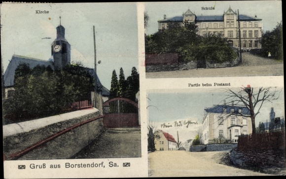 PC Borstendorf Grünhainichen Saxony, church, school, post office