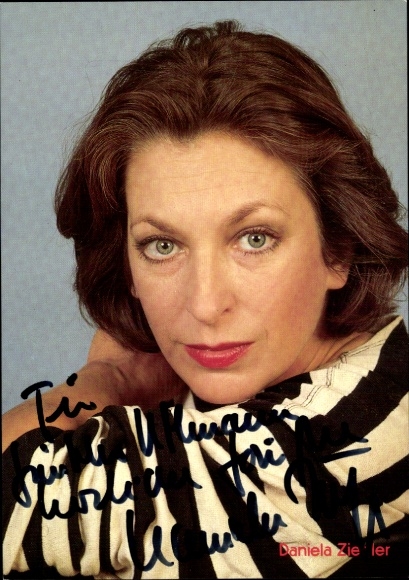 Postcard actress Daniela Ziegler, portrait, autograph