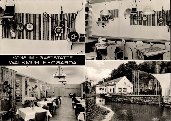 Postcard Sangerhausen in the district of Mansfeld Südharz, Walkmühle Csarda consumer restaurant, interior views