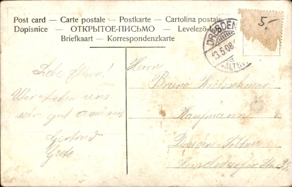Postcard Dresden Cotta Leutewitz, windmill