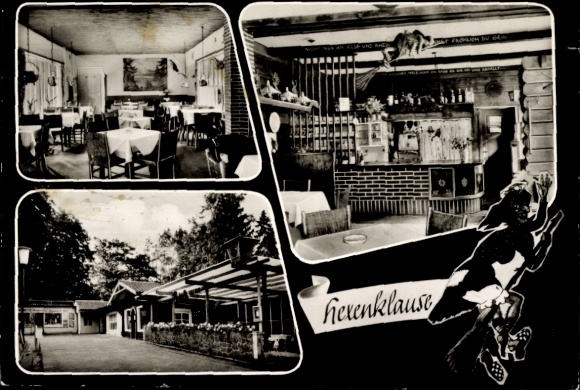 Ak Bad Harzburg am Harz, Restaurant Hexenklause, Innenansichten, Bar, Speisesaal