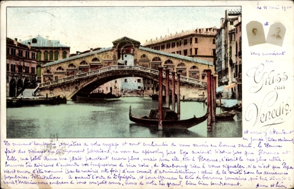 Postcard Venezia Venice Veneto, bridge, boats
