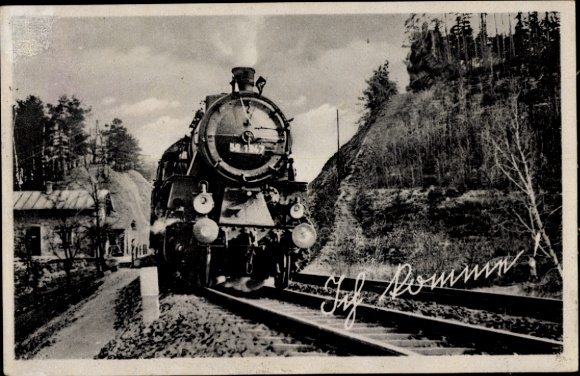 Postcard Finland, Porourheilua, racing, reindeer sleigh