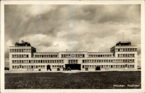 Postcard Oberwiesenfeld Munich, Airport, Entrance