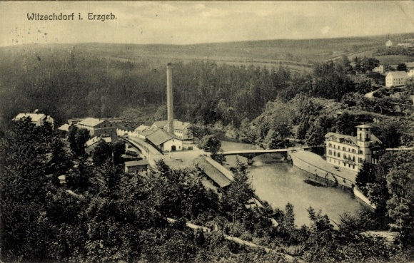 Postcard Witzschdorf Gornau in the Ore Mountains, partial view