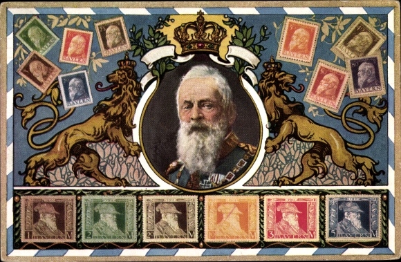 Briefmarken Ak Königreich Bayern, Prinzregent Luitpold von Bayern