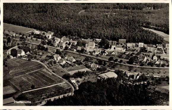 Ak Pfeifferhütte Schwarzenbruck in Mittelfranken Bayern, Fliegeraufnahme