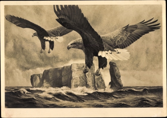 Künstler Ak Kiefer, Michael Mathias, Die Wacht, HDK 86, Adler, Helgoland