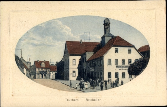 Ak Teuchern in Sachsen Anhalt, Rathaus, Ratskeller