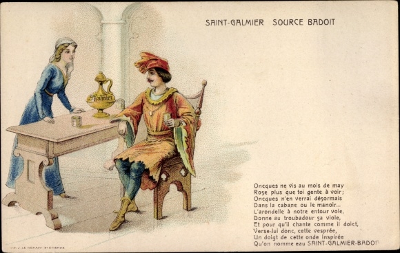 Postcard Saint Galmier Loire, Source Badoit, Oncques live in May...