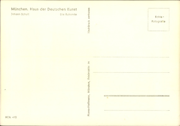 Artist Postcard Schult, Johann, The Resting, Female Nude, HDK 410
