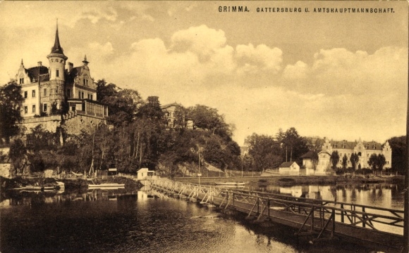 Ak Grimma in Sachsen, Blick auf das Schloss Gattersburg, Amtshauptmannschaft