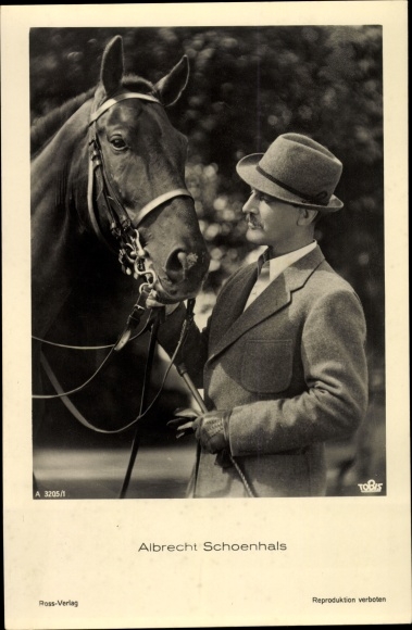 Ak Schauspieler Albrecht Schoenhals, Portrait, Pferd, Ross Verlag A 3205/1