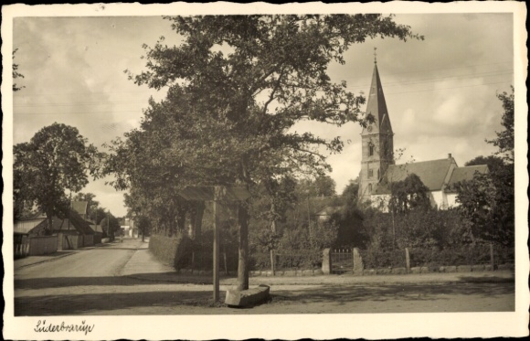 Ak Süderbrarup in Sleeswijk-Holstein, straatgebied, kerk