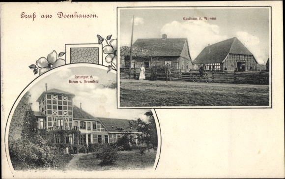 Postcard Doenhausen Eystrup in Lower Saxony, inn, manor Baron v. Kronefeld