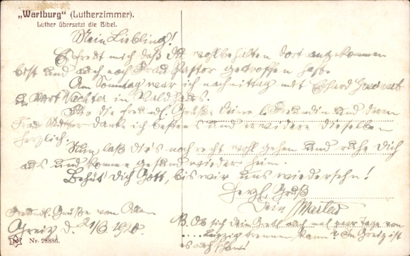 Postcard Lutherstadt Eisenach in Thuringia, Wartburg, Luther translates the Bible
