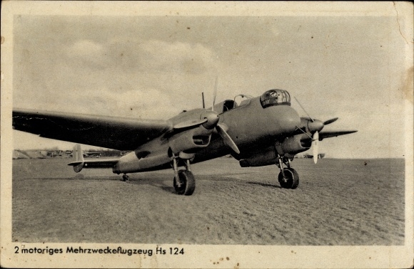 Postcard Deutsche Luftwaffe, Henschel Hs 124 V-1, multipurpose aircraft