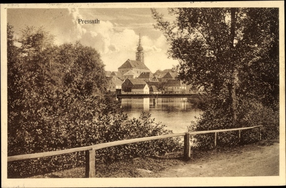 Ak Pressath in der Oberpfalz, Uferweg mit Blick zur Kirche