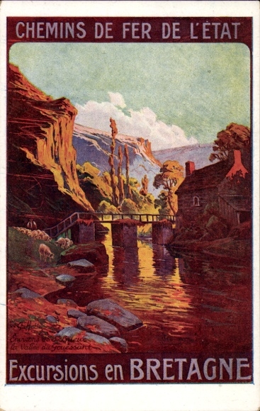 Artist Postcard Chemins de Fer de l'Etat, Excursions en Bretagne, Vallee du Gouessant
