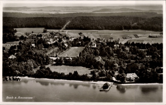 Postcard Buch am Ammersee Inning Upper Bavaria, aerial photograph