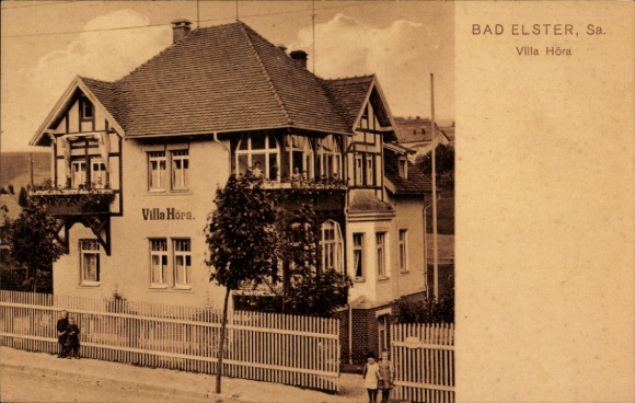 Postcard Bad Elster in Vogtland, Villa Höra, building with garden, r style