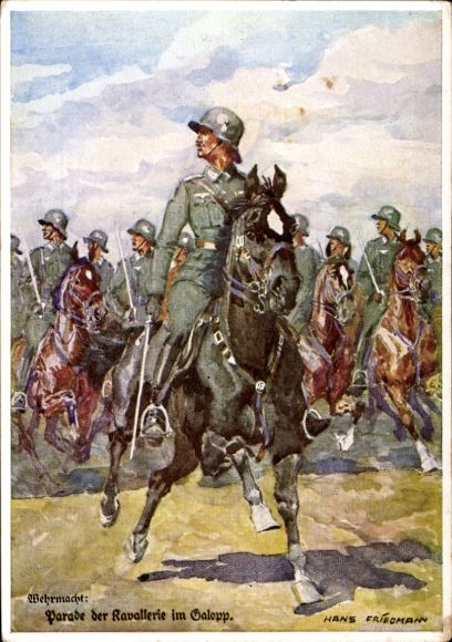 Artist Postcard Friedmann, Hans, German Wehrmacht, parade of the cavalry in gallop