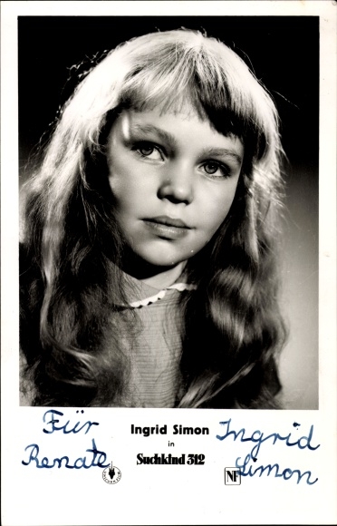 Postcard actress Ingrid Simon, portrait, autograph