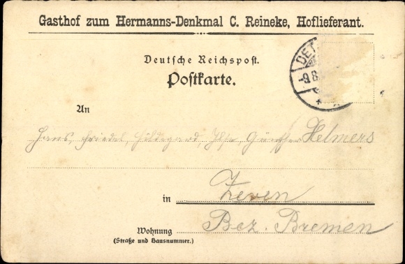 litho Detmold in Noordrijn-Westfalen, Grotenburg, Hermannsdenkmal, herberg