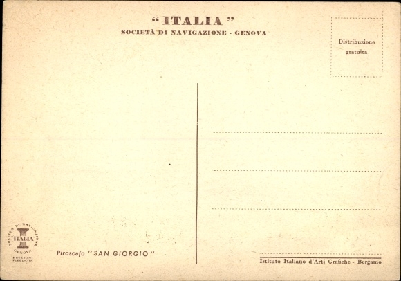 Postcard Piroscafo San Giorgio, Italy Navigation Company, passenger steamer