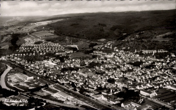Postcard Reichenbach an der Fils Württemberg, aerial photograph