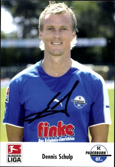 Autograph card footballer Dennis Schulp, SC Paderborn 07, autograph