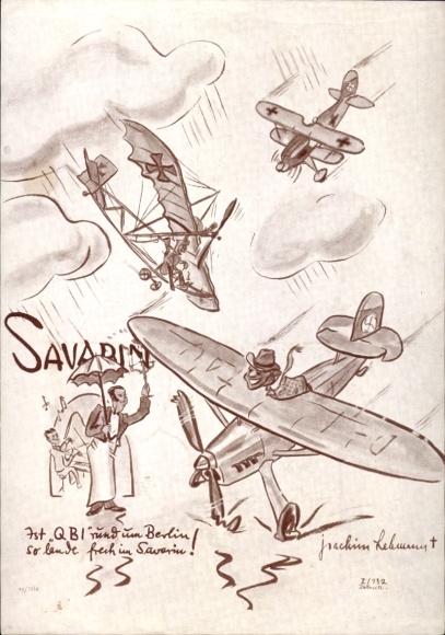 Artist Postcard Berlin Tiergarten, Restaurant Savarin, Budapester Straße 33, airplanes, Luftwaffe